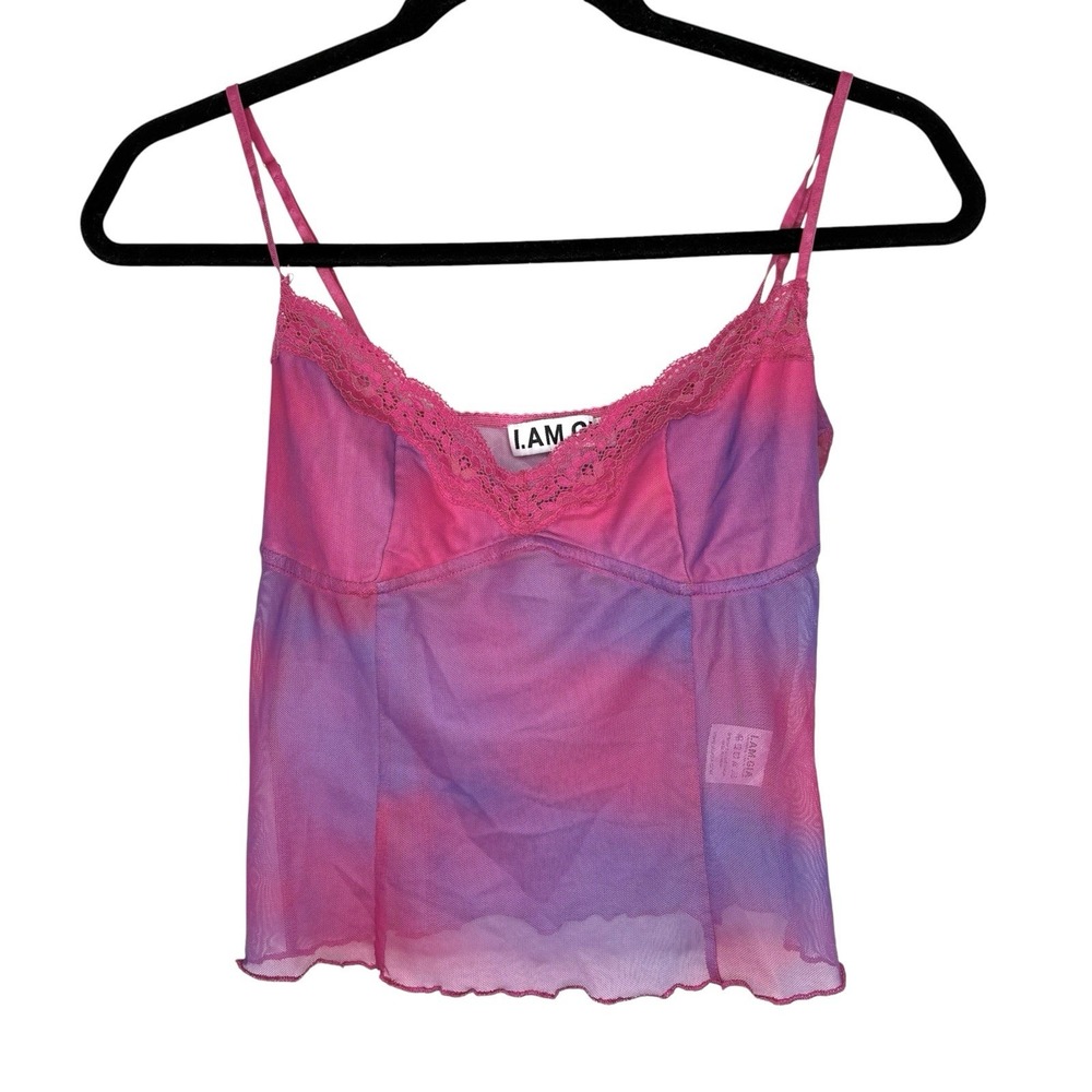I Am GIA Y2k Gianna Babydoll Cami Top M Fairy Cropped Going Out Sheer Mesh Lace